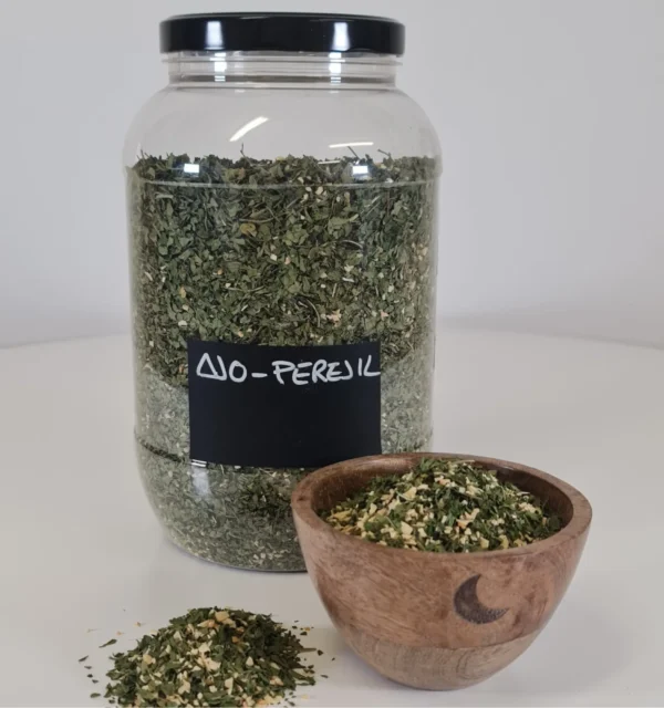 Ajo perejil cuenco y bote