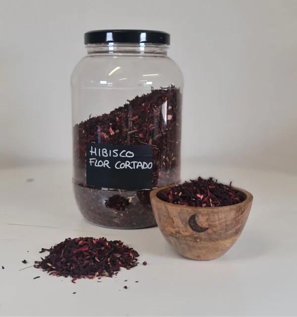 Híbisco flor cortado bote y cuenco