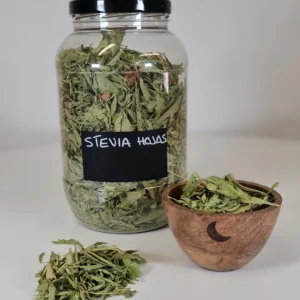 Stevia hojas cuenco y bote