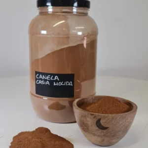 Canela casia molida bote y cuenco