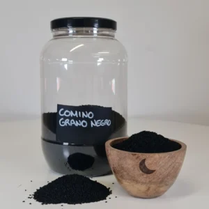 Comino grano negro bote y cuenco