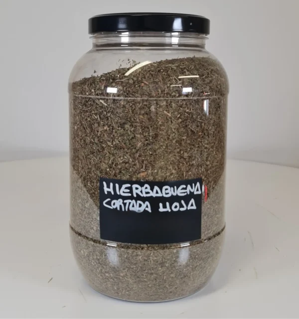 Hierbabuena cortada hojas bote