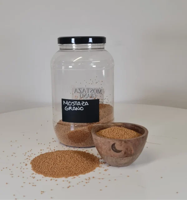Mostaza grano bote y cuenco