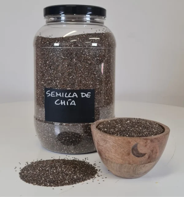 Semilla de chía bote y cuenco