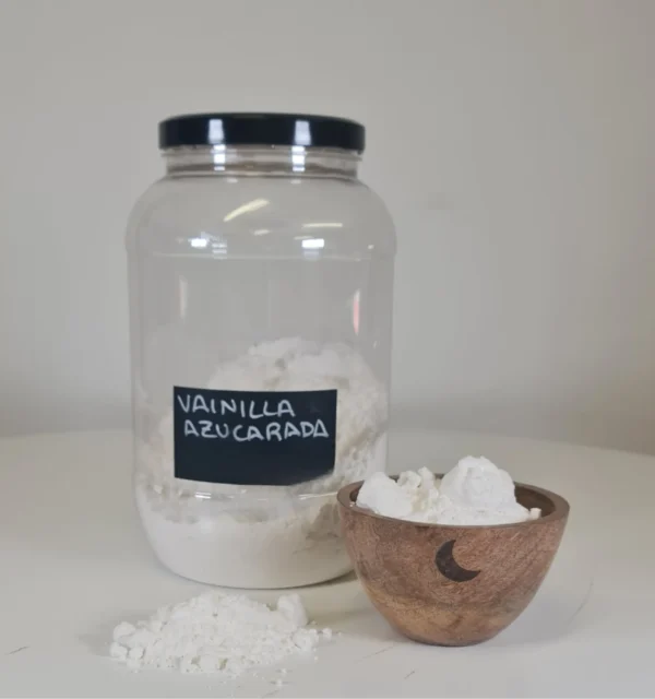 Vainilla azucarada bote y cuenco