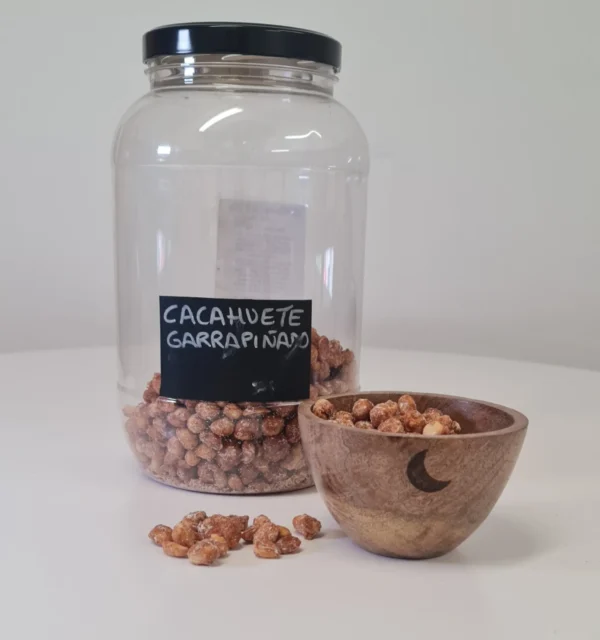 Cacahuete garrapiñado bote y cuenco