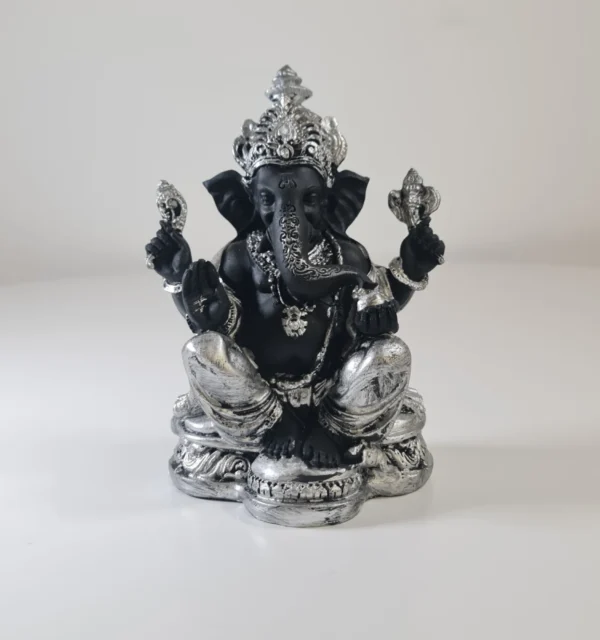 Figura Ganesh plata y negro