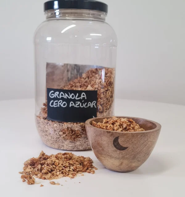 Granola cero azúcar bote y cuenco
