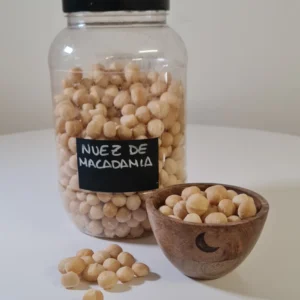 Nuez de macadamia bote y cuenco