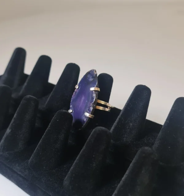 Anillo Ágata Morada con Baño de Plata