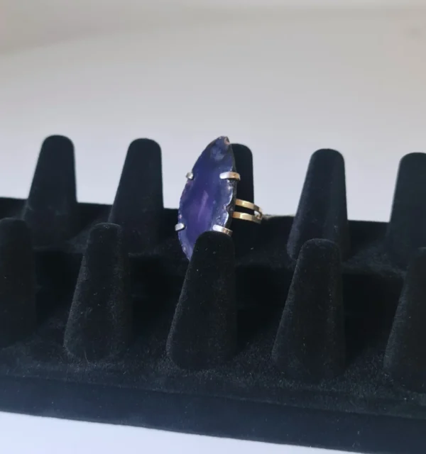 Anillo Ágata Morada con Baño de Plata