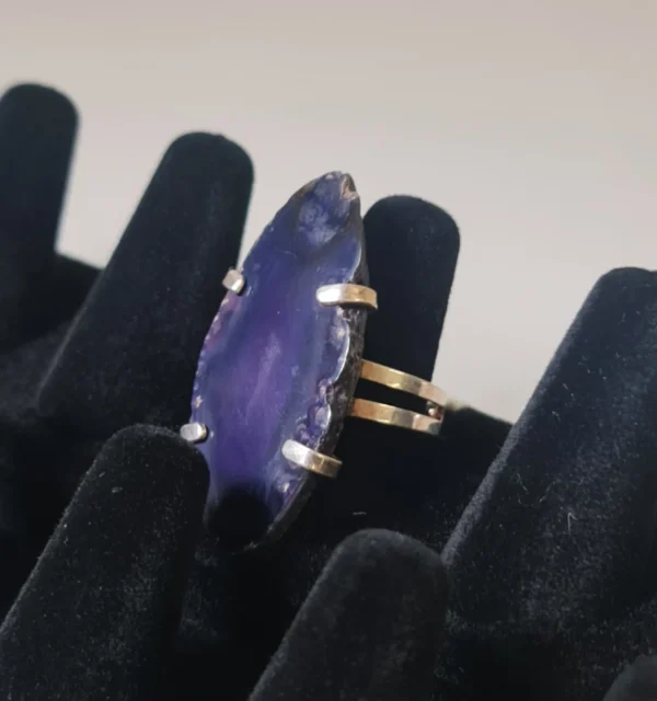 Anillo Ágata Morada con Baño de Plata