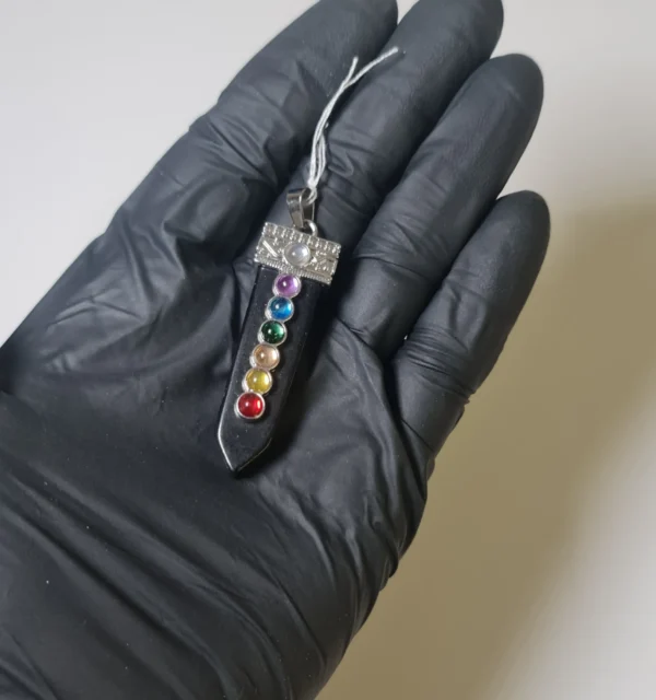 Colgante 7 chakras y Ágata Negra