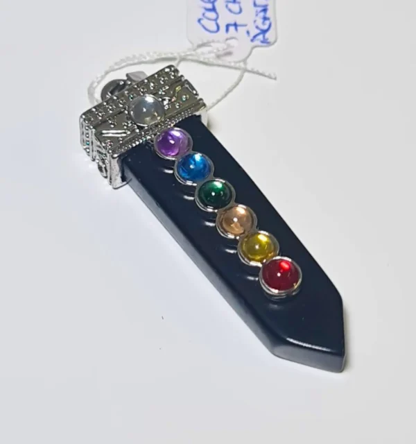 Colgante 7 chakras y Ágata Negra