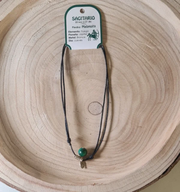Collar Sagitario malaquita