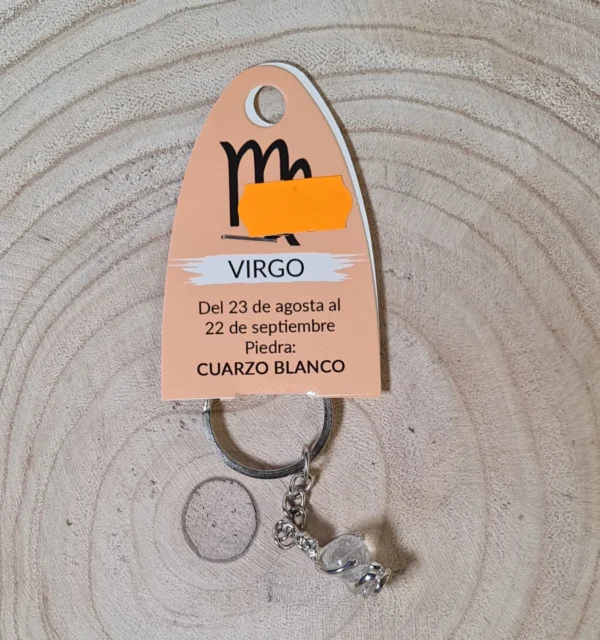 Llavero Virgo cuarzo blanco