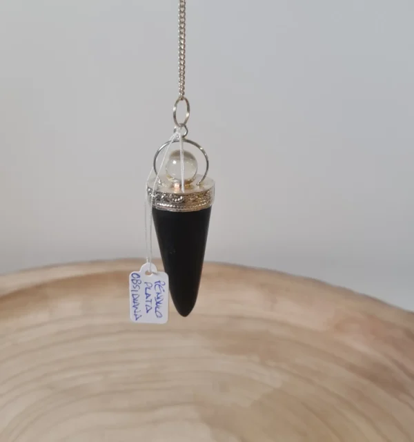 Péndulo plata obsidiana