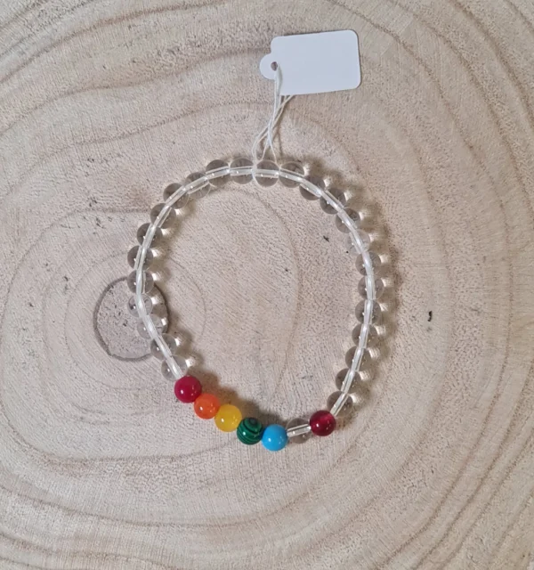 Pulsera 7 chakras cuarzo blanco