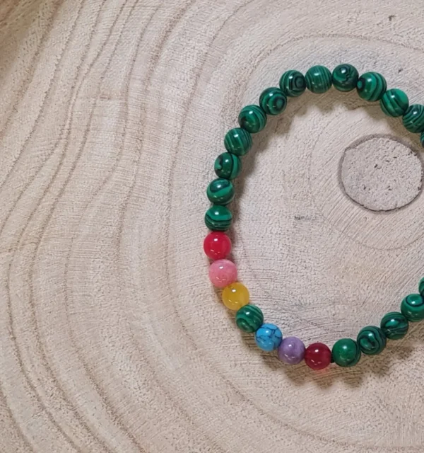 Pulsera 7 chakras malaquita