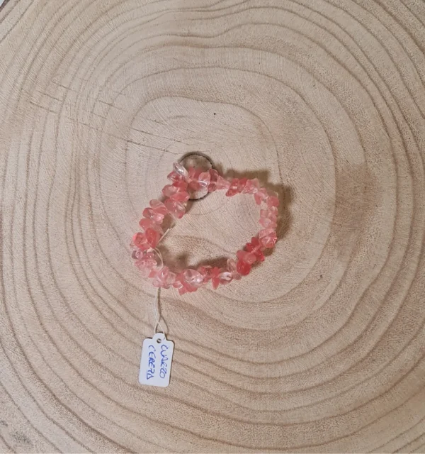 Pulsera Chips Cuarzo Cerezo