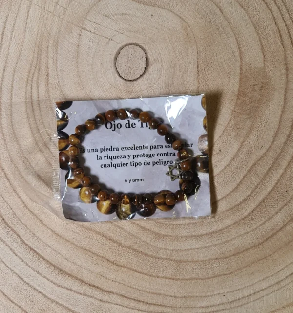 Pulsera Ojo de Tigre Con Estrella de David