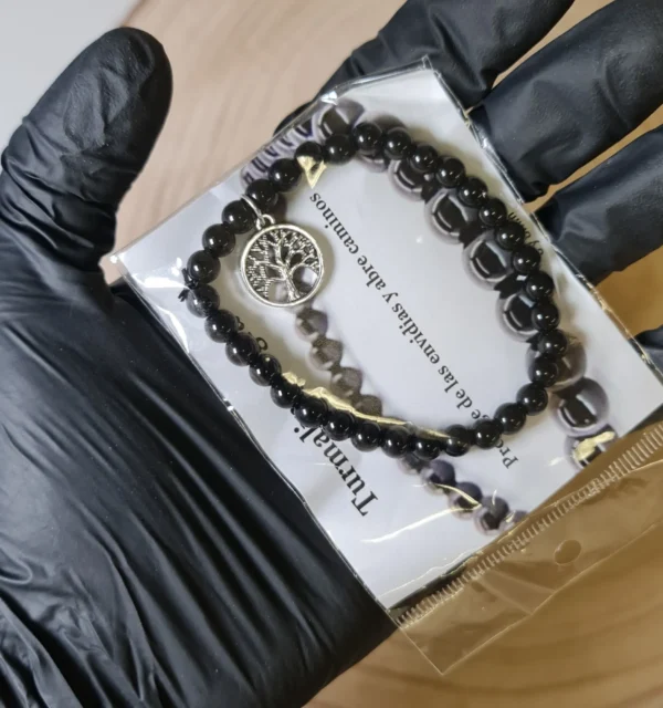 Pulsera Turmalina con Árbol de la Vida