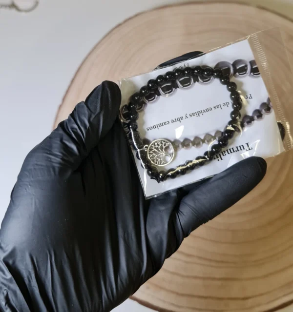Pulsera Turmalina con Árbol de la Vida