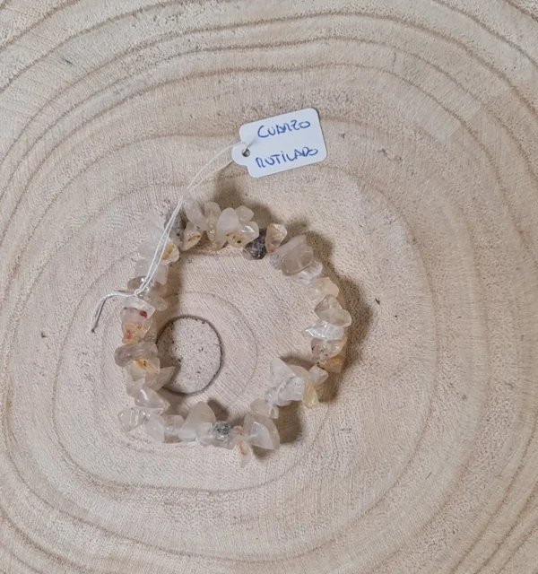 Pulsera cuarzo rutilado chips