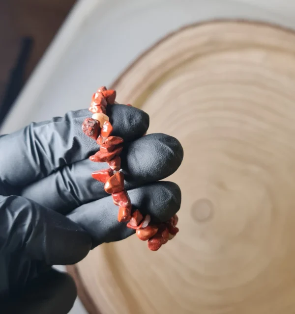 Pulsera jade rojo chips