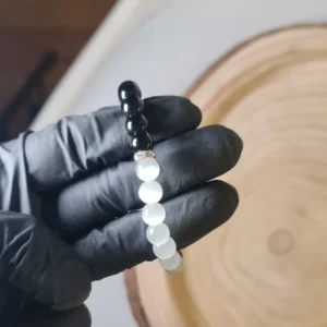 Pulsera obsidiana y selenita