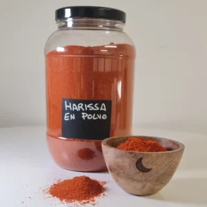 Harissa en polvo bote y cuenco