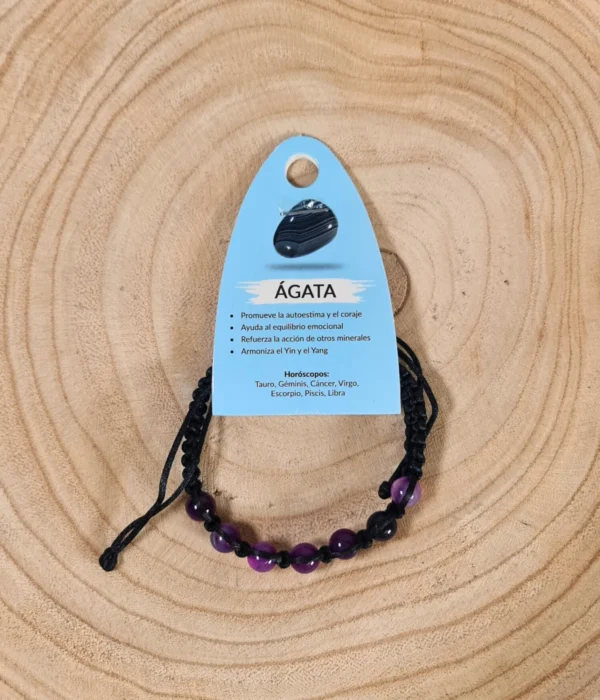 Pulsera Ágata Morada Macramé 8mm