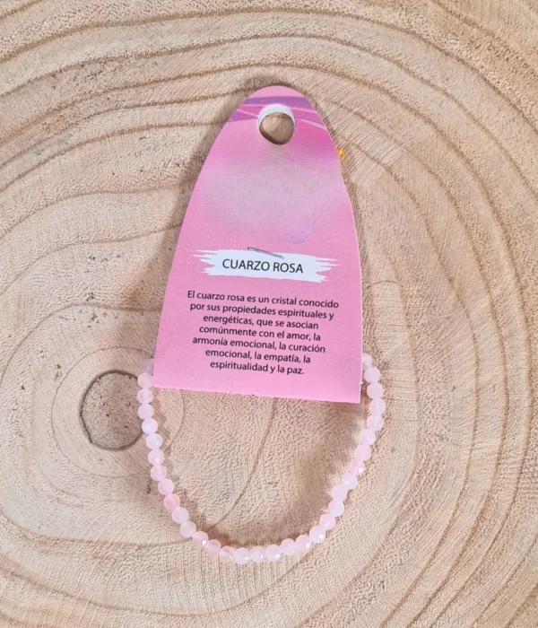 Pulsera Cuarzo Rosa Facetada 6mm