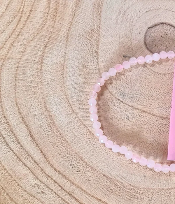 Pulsera Cuarzo Rosa Facetada 6mm
