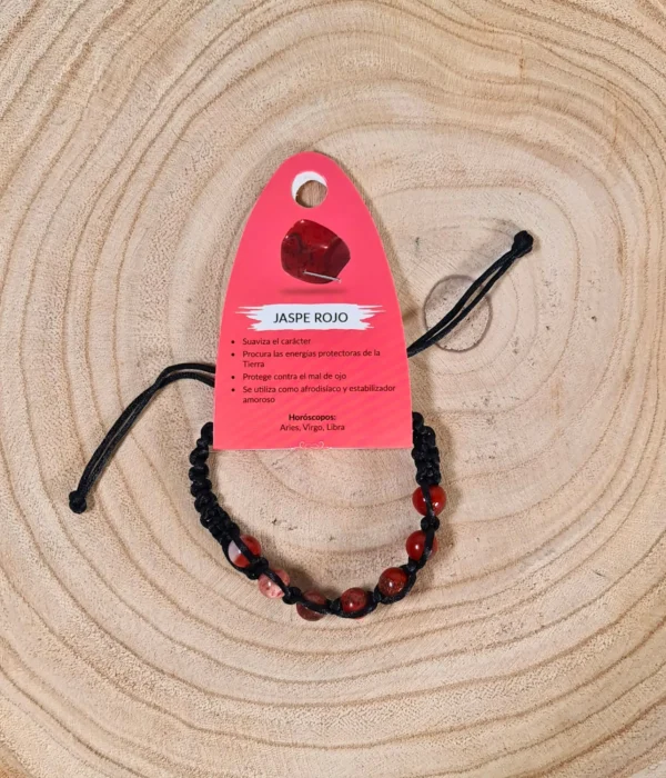Pulsera Jaspe Rojo Macramé 8mm