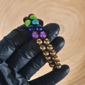 Pulsera Pirita, Hematita y 7Chakras Doble 6mm