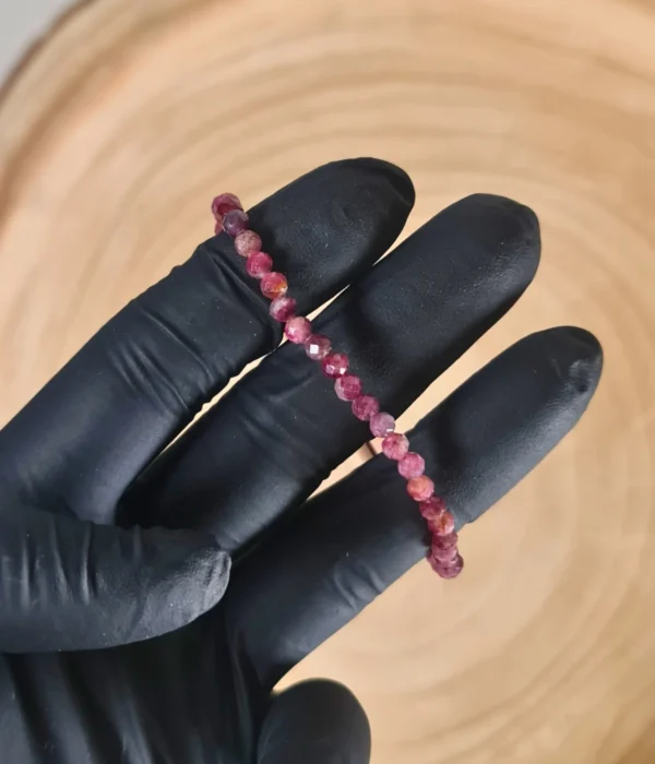Pulsera Turmalina Rosa Facetada 4mm