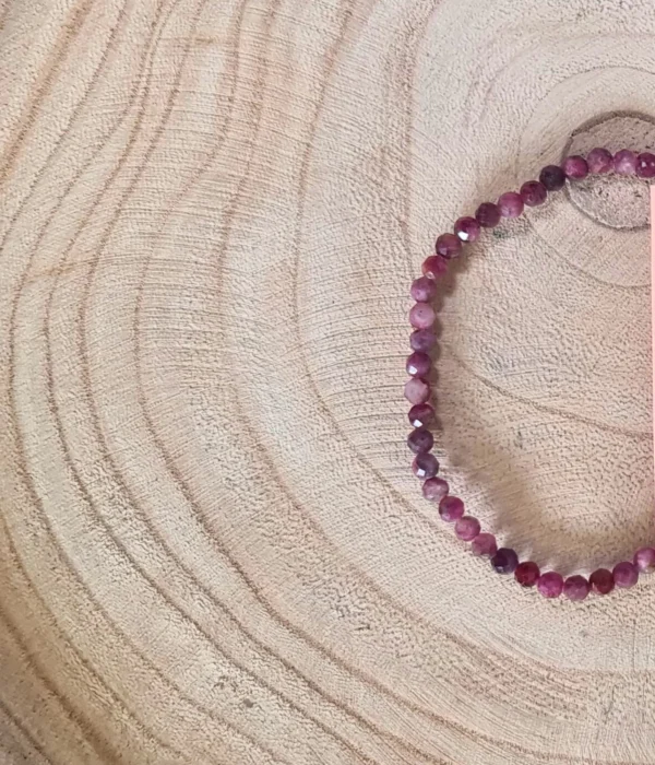 Pulsera Turmalina Rosa Facetada 4mm