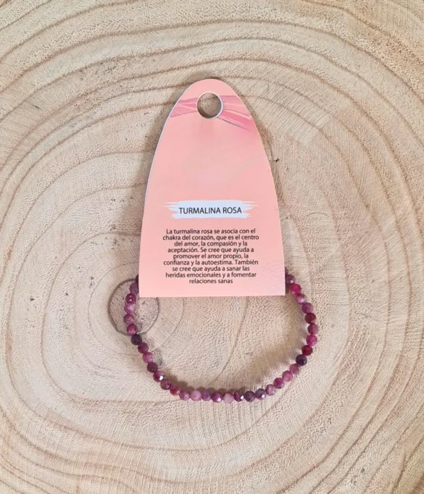Pulsera Turmalina Rosa Facetada 4mm