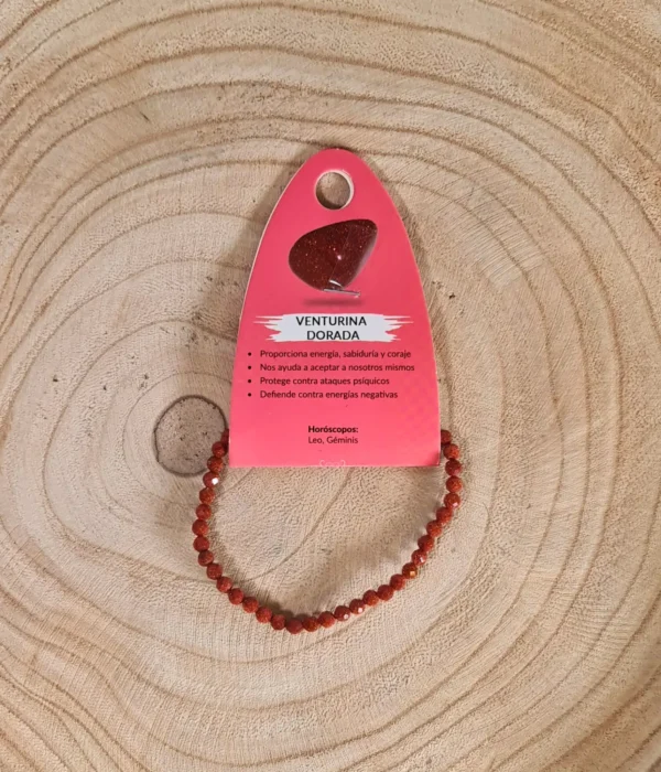 Pulsera Venturina Dorada Facetada 4mm