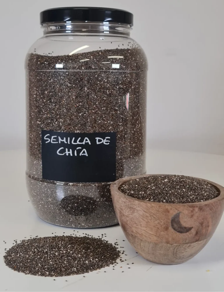 Semilla de chía bote y cuenco